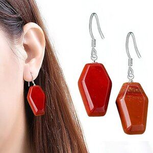 Red Jasper Crystal Dangle Earrings